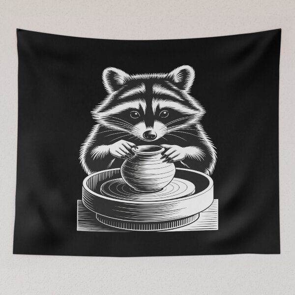 Item preview, Cute Raccoon At Pottery Wheel Throwing Animal Pottery designed and sold by Slwankol.