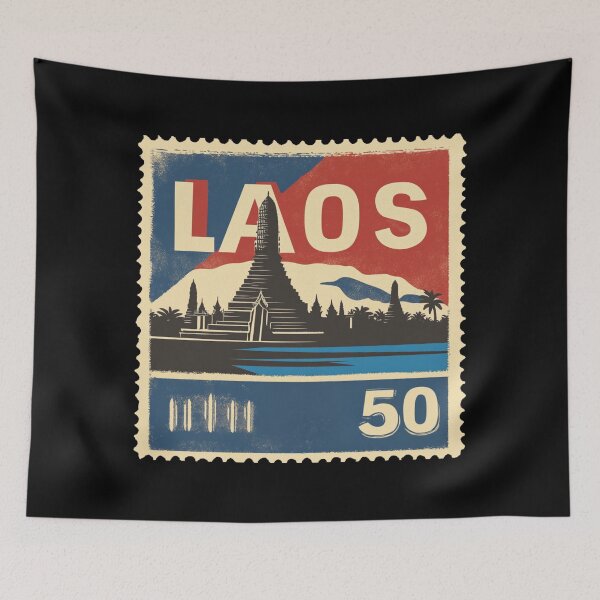 Item preview, Vintage Laos Postage Stamp Art - Pha That Luang Stupa designed and sold by tiigerdad.