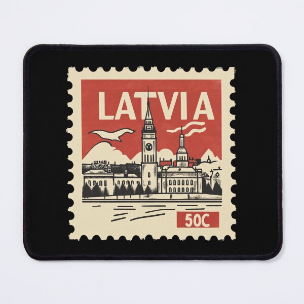 Item preview, Vintage Latvia Postage Stamp Art - Riga Skyline & Daugava River designed and sold by tiigerdad.