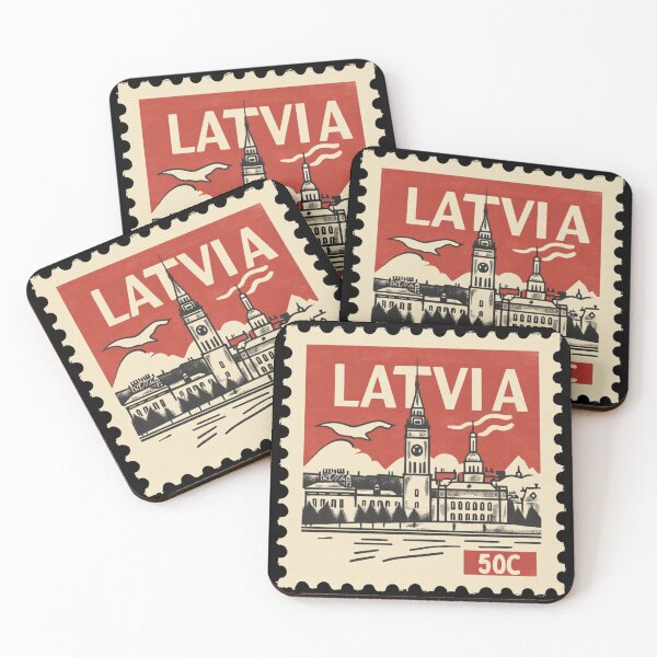 Item preview, Vintage Latvia Postage Stamp Art - Riga Skyline & Daugava River designed and sold by tiigerdad.