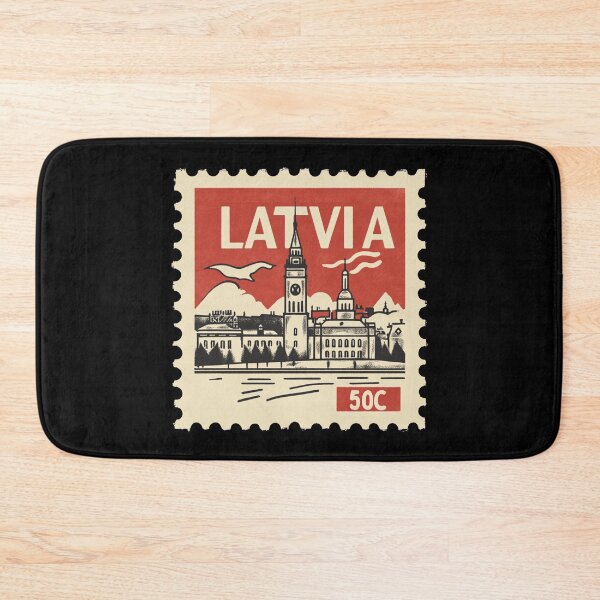 Item preview, Vintage Latvia Postage Stamp Art - Riga Skyline & Daugava River designed and sold by tiigerdad.