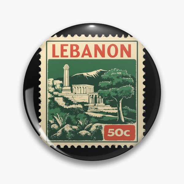 Item preview, Vintage Lebanon Postage Stamp Art - Baalbek Ruins & Cedar Tree designed and sold by tiigerdad.
