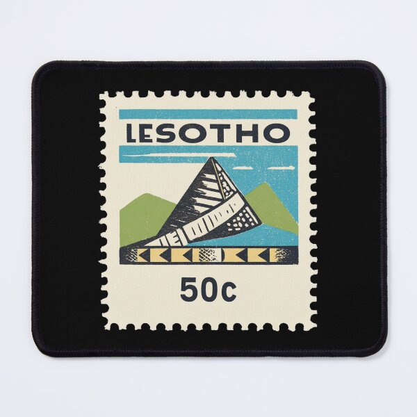 Item preview, Vintage Lesotho Postage Stamp Art - Maloti Mountains & Basotho Symbol designed and sold by tiigerdad.