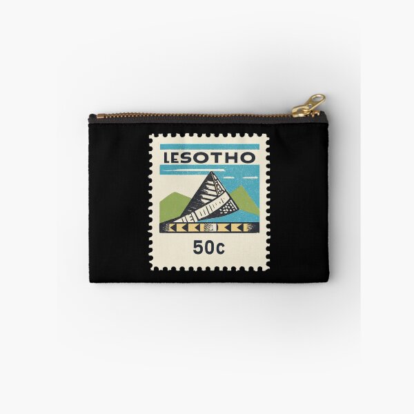 Item preview, Vintage Lesotho Postage Stamp Art - Maloti Mountains & Basotho Symbol designed and sold by tiigerdad.