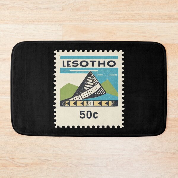 Item preview, Vintage Lesotho Postage Stamp Art - Maloti Mountains & Basotho Symbol designed and sold by tiigerdad.