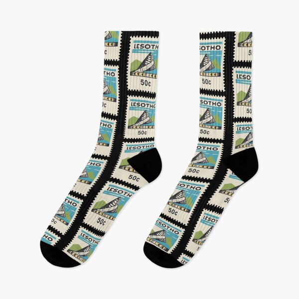 Item preview, Vintage Lesotho Postage Stamp Art - Maloti Mountains & Basotho Symbol designed and sold by tiigerdad.