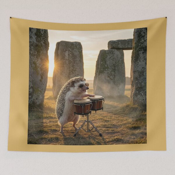 Item preview, Hedgehog Plays the Bongos at Stonehenge designed and sold by Tridentulus.