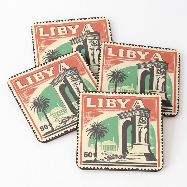 Item preview, Vintage Libya Postage Stamp Art - Roman Arch & Tripoli Oasis designed and sold by tiigerdad.