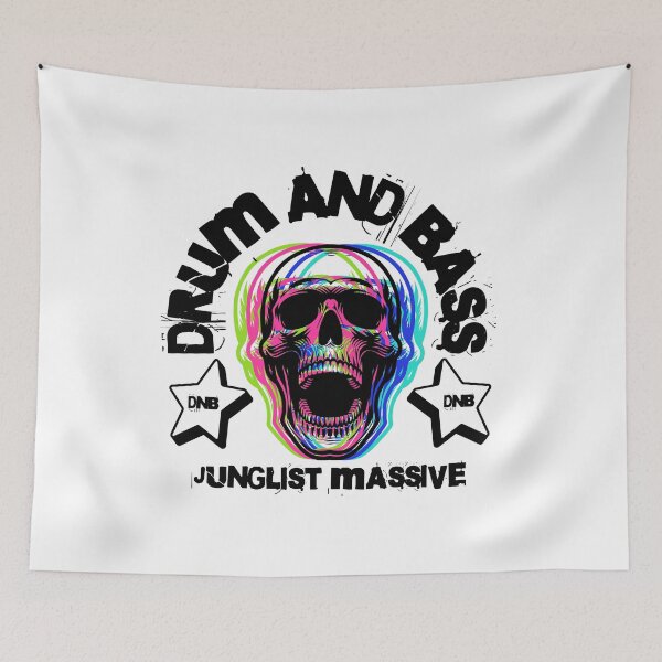 Item preview, DRUM AND BASS  - Colorful Skull Scream (Black) designed and sold by Discothreadz.