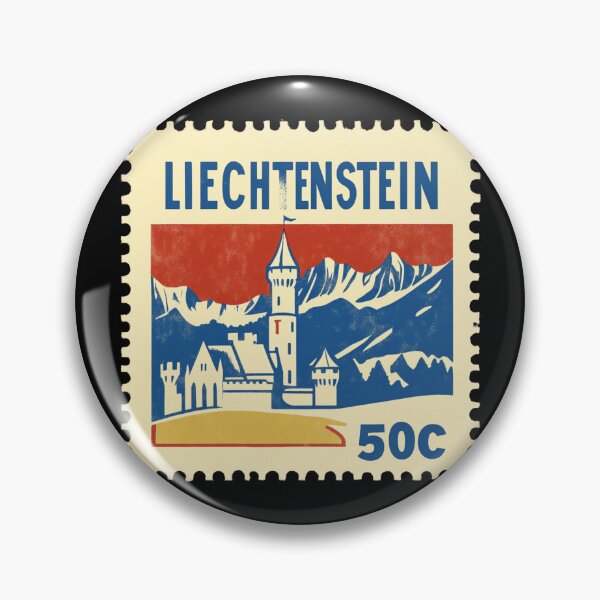 Item preview, Vintage Liechtenstein Postage Stamp Art - Vaduz Castle & Alps designed and sold by tiigerdad.