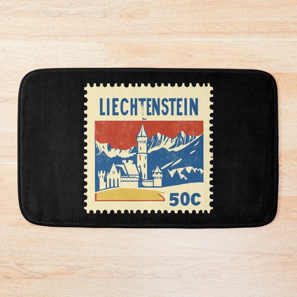 Item preview, Vintage Liechtenstein Postage Stamp Art - Vaduz Castle & Alps designed and sold by tiigerdad.