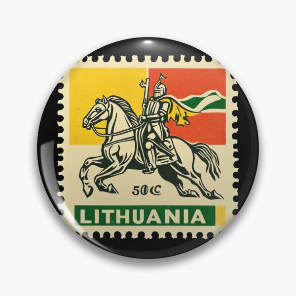 Item preview, Vintage Lithuania Postage Stamp Art - Vytis Knight & Flag designed and sold by tiigerdad.