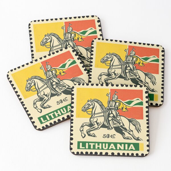 Item preview, Vintage Lithuania Postage Stamp Art - Vytis Knight & Flag designed and sold by tiigerdad.