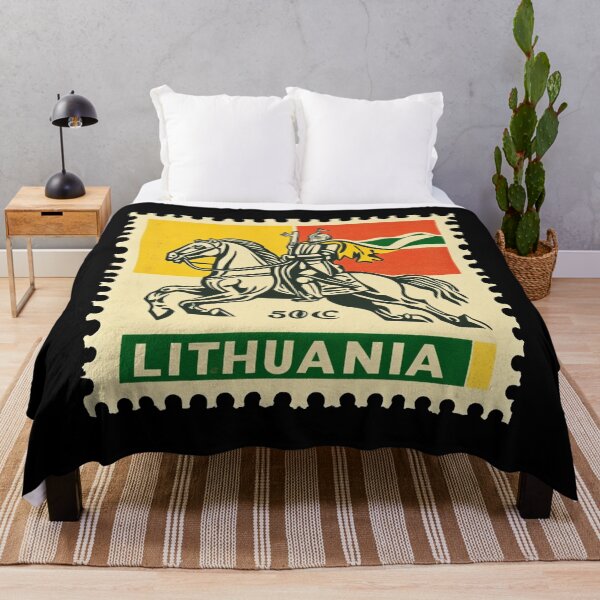 Item preview, Vintage Lithuania Postage Stamp Art - Vytis Knight & Flag designed and sold by tiigerdad.