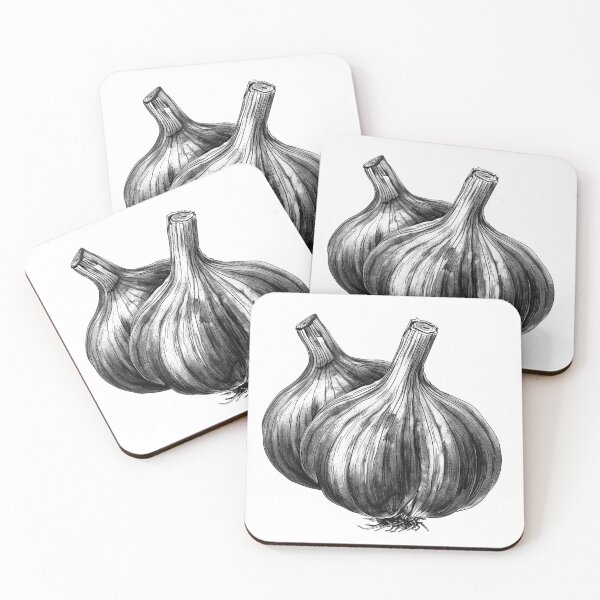 Item preview, Garlic Bulbs Illustration | Black and White Botanical Kitchen Art designed and sold by inkoutninja.