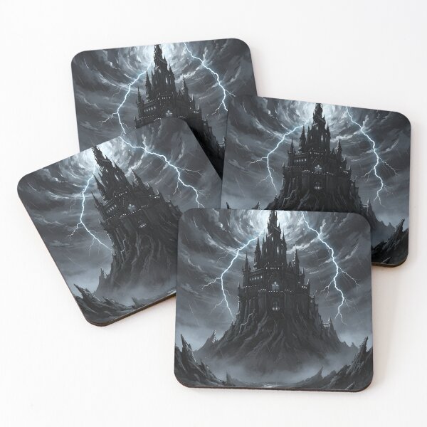 Item preview, Nocturnal Enchanted Castle Sumi-e Ukiyo-e Watersplash ink Art designed and sold by blacksealstudio.