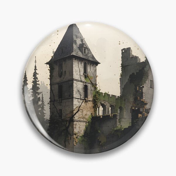 Item preview, Northern Stone Castle Sumi-e Ukiyo-e Watersplash ink Art designed and sold by blacksealstudio.