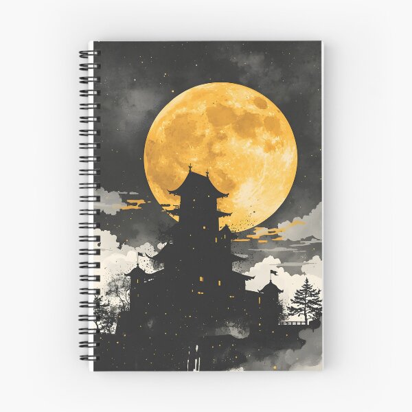 Item preview, Moonlit Gothic Citadel Castle Sumi-e Ukiyo-e Watersplash ink Art designed and sold by blacksealstudio.