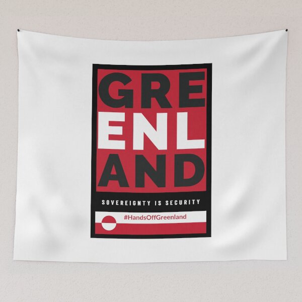 Item preview, Greenland Not For Sale Hands Off Greenland Flag Red White Black  designed and sold by GraTEEtude.