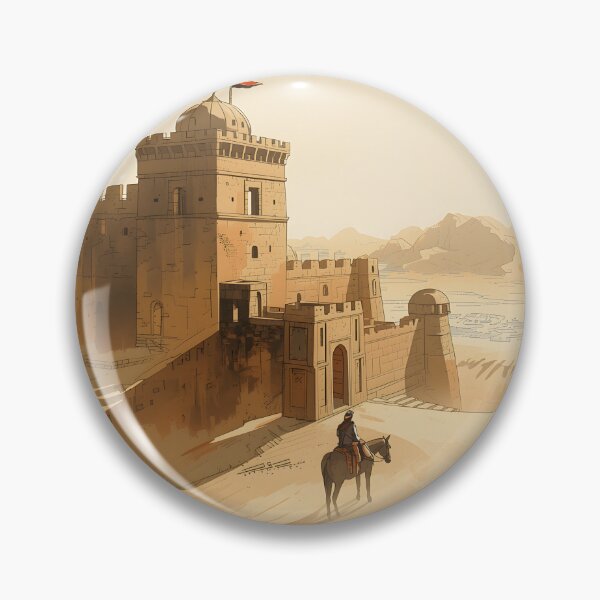 Item preview, Desert Empire Castle Sumi-e Ukiyo-e Watersplash ink Art designed and sold by blacksealstudio.