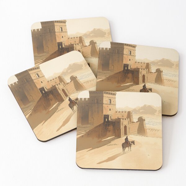 Item preview, Desert Empire Castle Sumi-e Ukiyo-e Watersplash ink Art designed and sold by blacksealstudio.