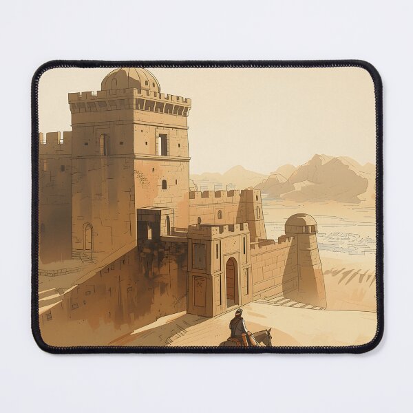Item preview, Desert Empire Castle Sumi-e Ukiyo-e Watersplash ink Art designed and sold by blacksealstudio.