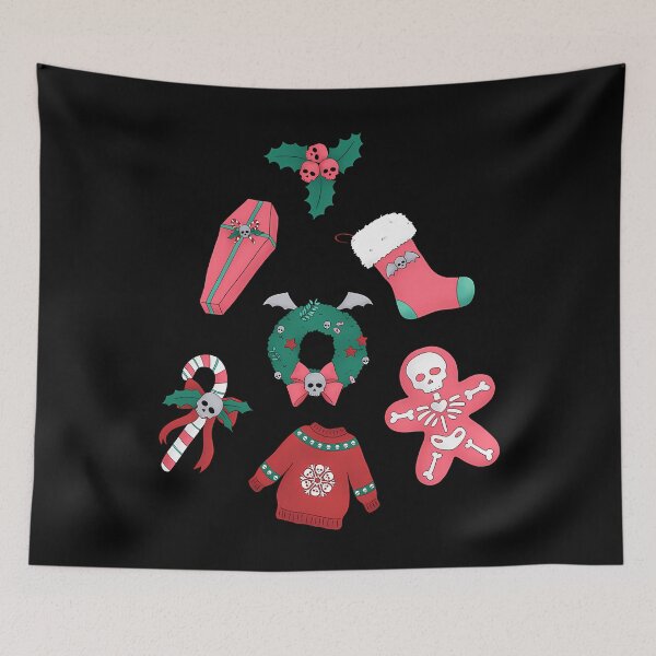Item preview, Creepmas Gothic Christmas Icons Collage Pattern designed and sold by bunlkrpnhdi84.