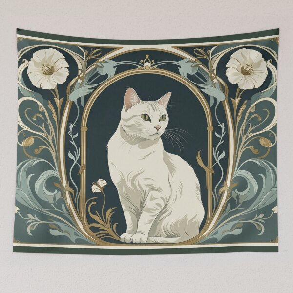 Item preview, Art Nouveau White Cat – Classic Portrait Frame designed and sold by LEO'S CREATURE　れおずくりーちゃー.