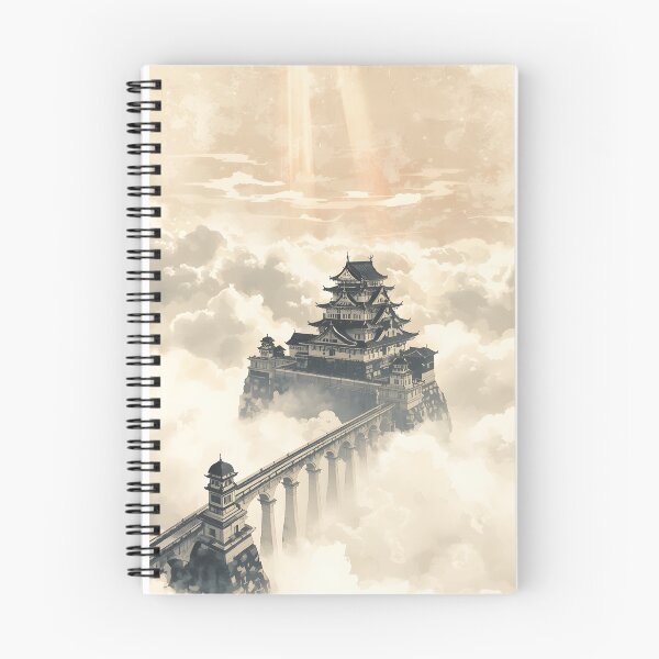 Item preview, Golden Sunset Castle Sumi-e Ukiyo-e Watersplash ink Art designed and sold by blacksealstudio.