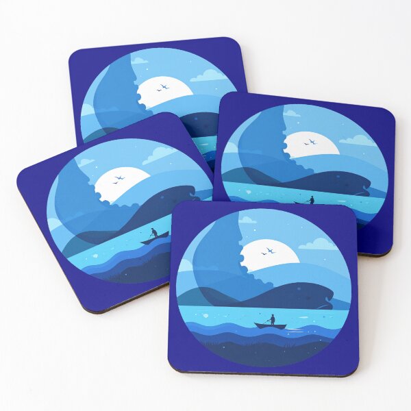Item preview, Surreal Whale Wave Ocean Art – Rowboat Under Moonlight designed and sold by JonelCrafts.
