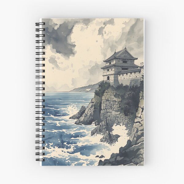 Item preview, Stormfall Ruins Castle Sumi-e Ukiyo-e Watersplash ink Art designed and sold by blacksealstudio.
