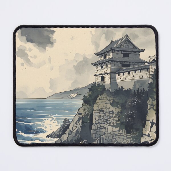 Item preview, Stormfall Ruins Castle Sumi-e Ukiyo-e Watersplash ink Art designed and sold by blacksealstudio.