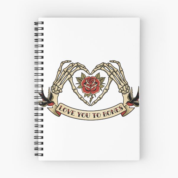 Item preview, Skeleton Hands Heart Traditional Tattoo | Love You To Bones Rose Banner | Gothic Valentine designed and sold by ExpertSayeed.