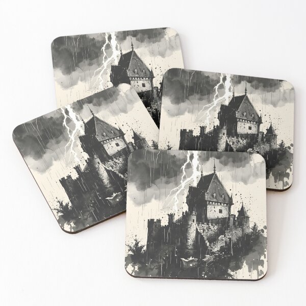 Item preview, Eternal Ink Castle Sumi-e Ukiyo-e Watersplash ink Art designed and sold by blacksealstudio.