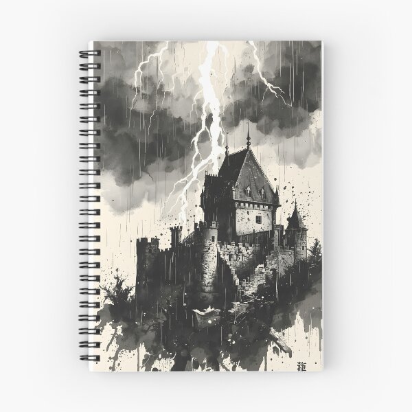 Item preview, Eternal Ink Castle Sumi-e Ukiyo-e Watersplash ink Art designed and sold by blacksealstudio.