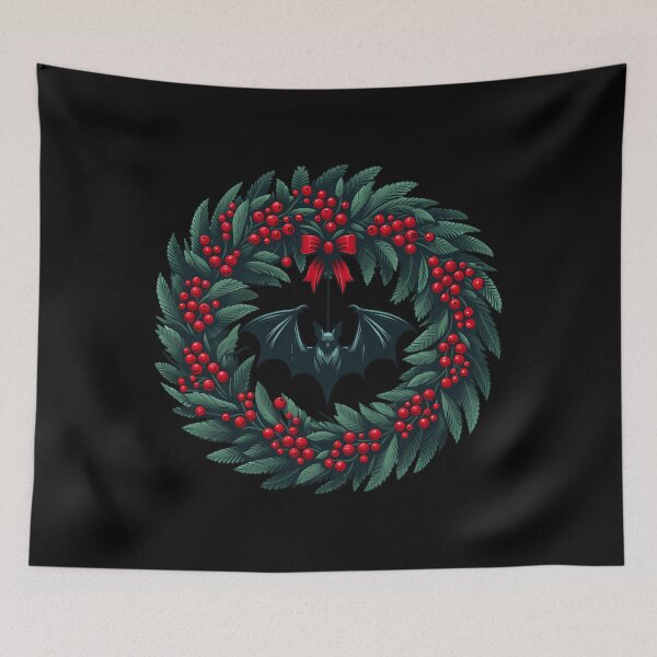 Item preview, Bat Christmas Wreath Gothic Holiday Decor designed and sold by pxxfsewmfd48.