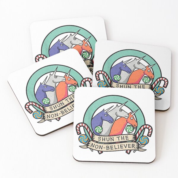 Item preview, Shun The Non Believer Funny Unicorn Cult Parody Art designed and sold by Serene woods.