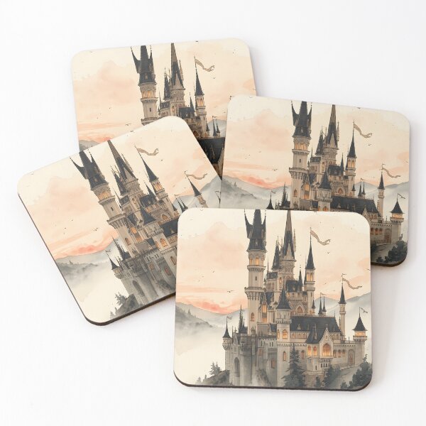 Item preview, Imperial Mountain Palace Castle Sumi-e Ukiyo-e Watersplash ink Art designed and sold by blacksealstudio.