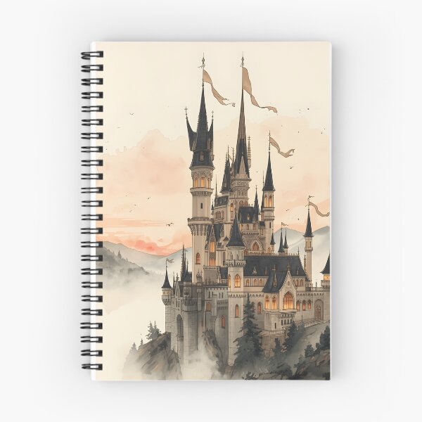 Item preview, Imperial Mountain Palace Castle Sumi-e Ukiyo-e Watersplash ink Art designed and sold by blacksealstudio.