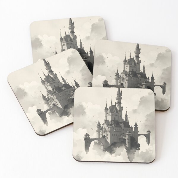 Item preview, Celestial Cloud Citadel Castle Sumi-e Ukiyo-e Watersplash ink Art designed and sold by blacksealstudio.