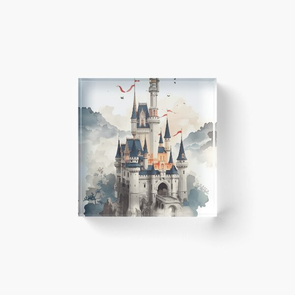Item preview, The Floating Sky Castle Sumi-e Ukiyo-e Watersplash ink Art designed and sold by blacksealstudio.