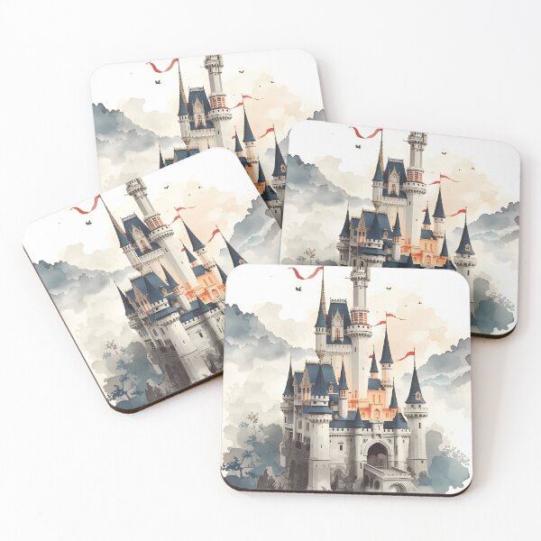 Item preview, The Floating Sky Castle Sumi-e Ukiyo-e Watersplash ink Art designed and sold by blacksealstudio.