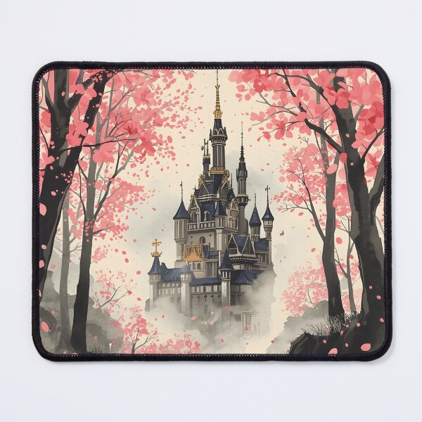 Item preview, Sakura Veil Castle Sumi-e Ukiyo-e Watersplash ink Art designed and sold by blacksealstudio.