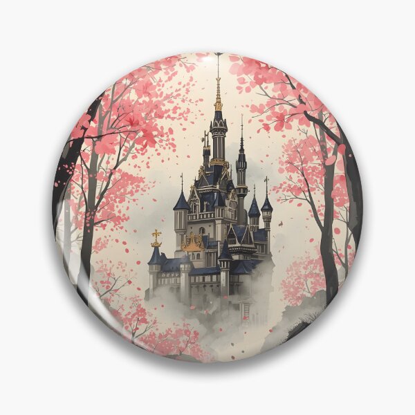 Item preview, Sakura Veil Castle Sumi-e Ukiyo-e Watersplash ink Art designed and sold by blacksealstudio.
