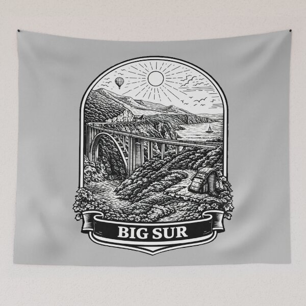 Item preview, Big Sur, California Line Art Illustration designed and sold by Myra365Art.