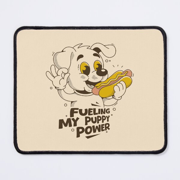 Item preview, Fueling My Puppy Power – Cute Dog Eating Hot Dog Cartoon Illustration designed and sold by adipra.