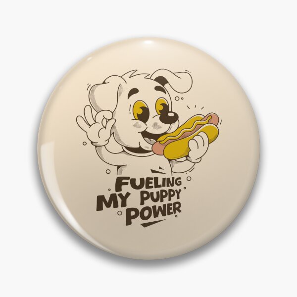 Item preview, Fueling My Puppy Power – Cute Dog Eating Hot Dog Cartoon Illustration designed and sold by adipra.