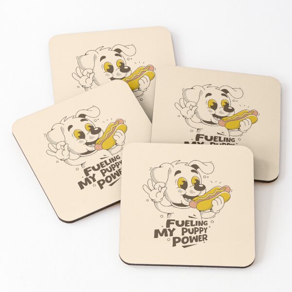 Item preview, Fueling My Puppy Power – Cute Dog Eating Hot Dog Cartoon Illustration designed and sold by adipra.