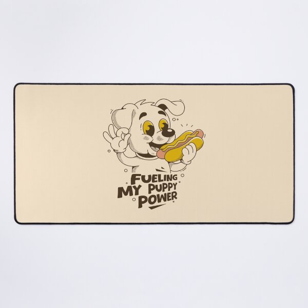 Item preview, Fueling My Puppy Power – Cute Dog Eating Hot Dog Cartoon Illustration designed and sold by adipra.