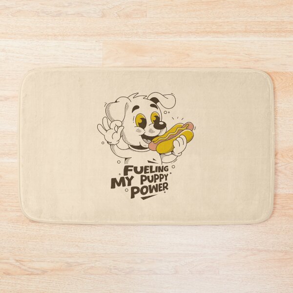 Item preview, Fueling My Puppy Power – Cute Dog Eating Hot Dog Cartoon Illustration designed and sold by adipra.